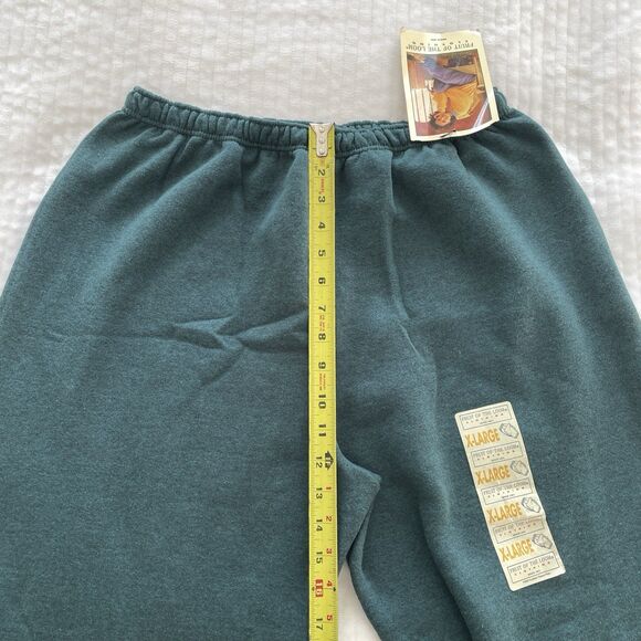 90s Vintage Fruit of the Loom Sweatpants Green Fleece Joggers Deadstock NWT XL - Picture 13 of 14